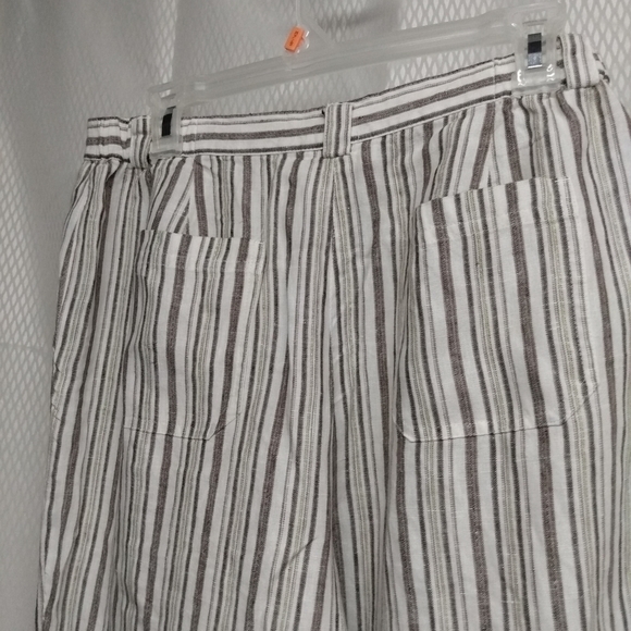 JM Petite Collection Capri 14P, Tan, Brown, Green Strip Linen, pre-owned - Picture 6 of 6